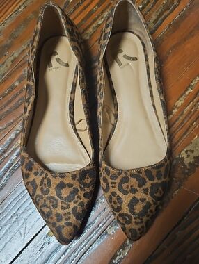 Report Leopard-Print Pointed Toe Flats - Brown & Black